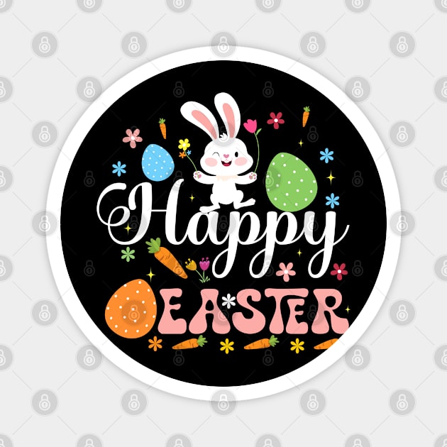 Happy Easter Sayings Egg Bunny Magnet by Crayoon